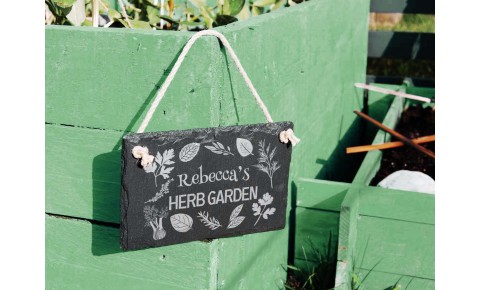 Personalised Herb Garden Slate Hanging Sign